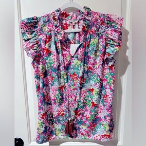 JODIFL Hit Pink Flower Top, size small
